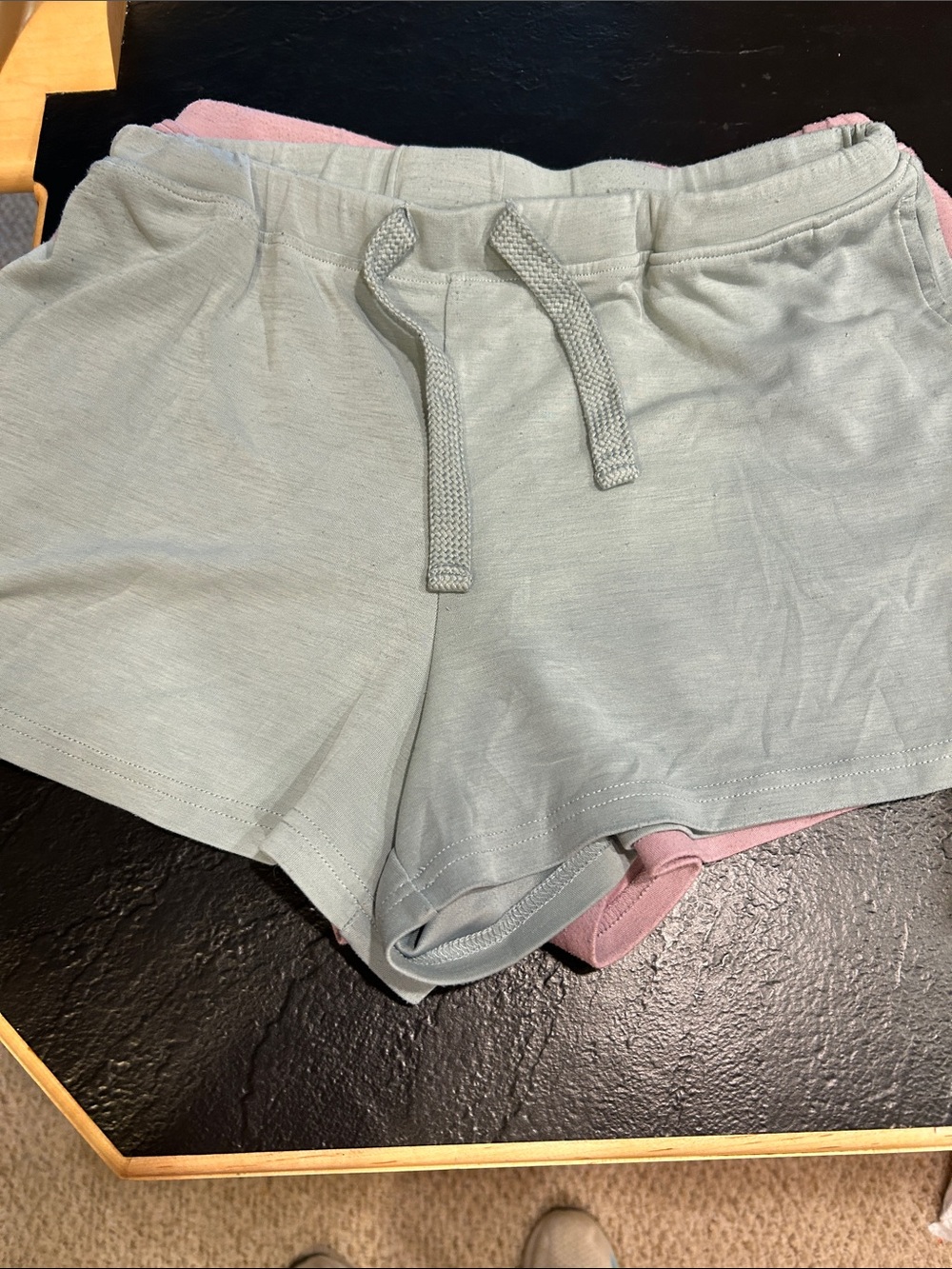 Two pairs! ARULA Women's Knit Drawstring Shorts in Sage Green